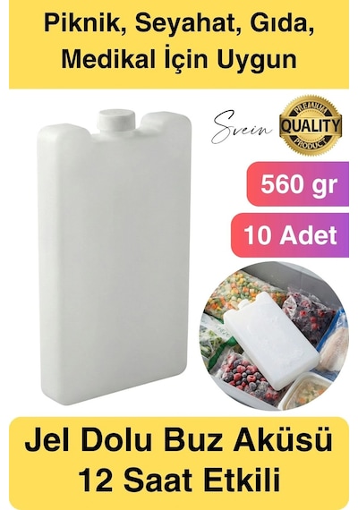 12 Saat Süreli 560 Gr Jel Dolu Buz Aküsü Plastik Soğuk Zincir Gıda Yiyecek Uzun Süre Koruma 10 Adet Çok Renkli