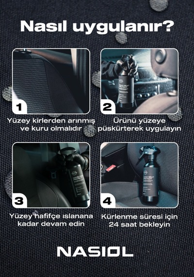 Nasiol Nano Seat Protect Araç Kumaş Yüzeyleri Için Nano Kaplama-Yeni Araç Kokulu-6 Ay Dayanım-500 ML