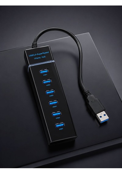 Windows Uyumlu 7 Girişli Usb 3.0 Hub 5gbps Led Göstergeli Usb Çoğaltıcı