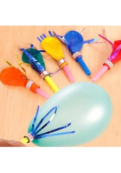 100 Adet Karışık Renkli Nostaljik Düdüklü Balon Çocuk Oyuncak Bal