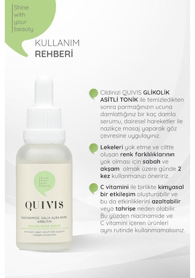 Quivis Akne Sivilce ve Siyah Nokta Karşıtı Niacinamide Serum 30 ML