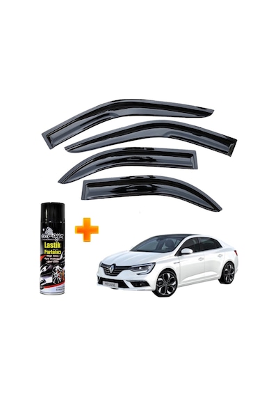 Renault Megane 4 Mügen Cam Rüzgarlığı Sedan 2016 Sonrası 4 Lü Takım +500ml Lastik Parlatıcı