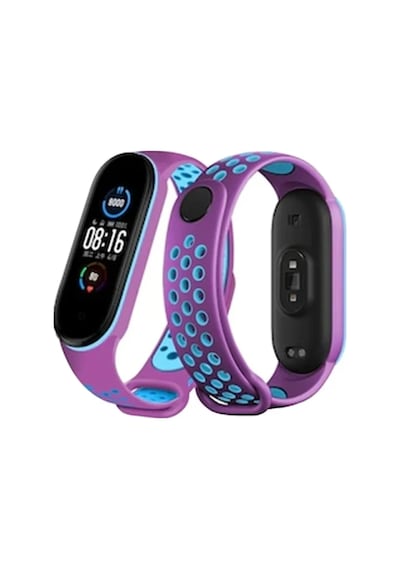 Xiaomi Mi Band 7 Uyumlu Spor Delikli Kordon - Mor-mavi