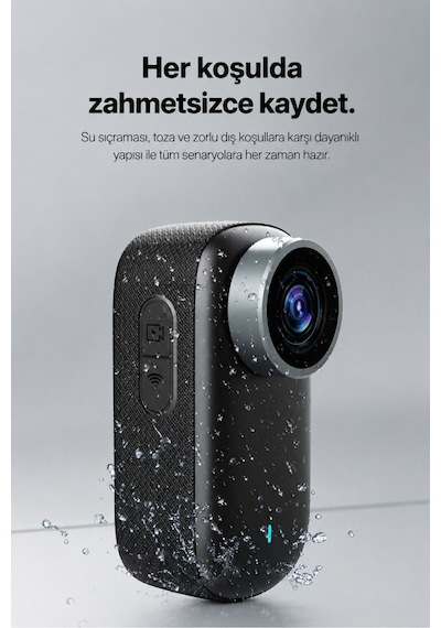Mini 4k Ultra Hd Wi-fi Aksiyon Kamerası Ip65 Su Dayanıklı Geniş Açı - Yedek Başlıklar Siyah