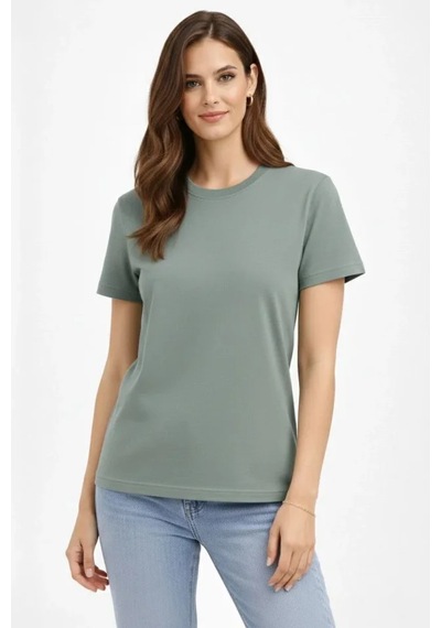 De'charme Bisiklet Yaka Tişört Regular Kalıp Basic Pamuklu Günlük Kullanım T-shirt - Mint Yeşili