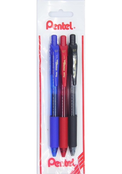 Energel 0.7 Mm Likit Roller Kalem Siyah/mavi/kırmızı 3'lü Set -