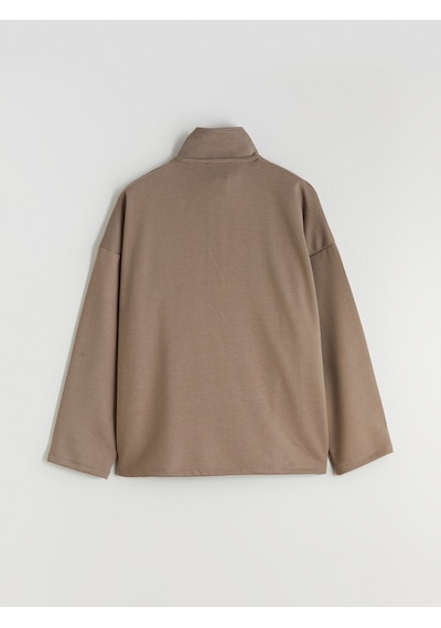 Lcw Vision Kahverengi Dik Yaka Oversize Kadın Sweatshirt