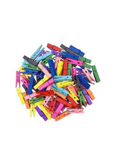 50'li Renkli Ahşap Mandal Seti 3.5 Cm Çok Renkli