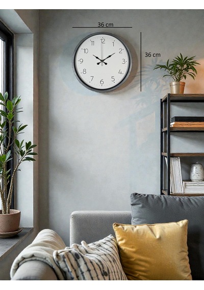 36 Cm Gri Dekoratif Duvar Saati 11