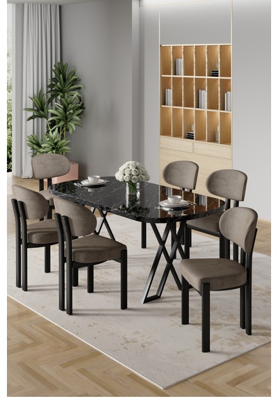 Canisa Radon Serisi Mdf 90x168 Sabit Siyah Mermer Desen Mutfak Masa Takımı 6 Cappucino Sandalye Siyah Mermer Desen Masa Cappucino Sandalye Canisa Radon Serisi Mdf 90x168 Sabit Siyah Mermer Desen Mutfak Masa Takımı 6 Cappucino Sandalye Siyah Mermer Desen Masa Cappucino Sandalye