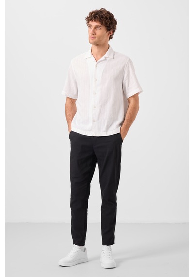 Tommylife Siyah Standart Fit Dokuma Hafif Esnek Chino Erkek Pantolon - 82177 Siyah
