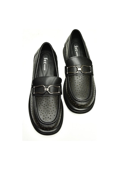 Fox Shoes U704126509 Siyah Loafer Makosen Kadın Ayakkabı Siyah