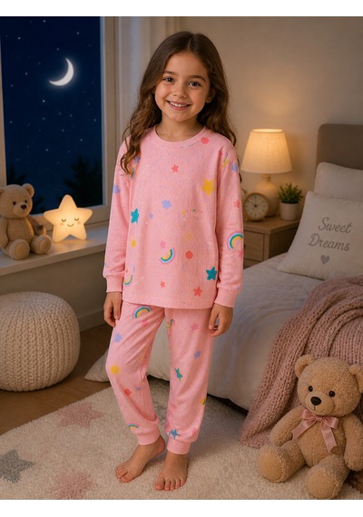 Durukoza %100 Pamuk 4 Mevsim Çocuk Pijama Takımı 8-13 Yaş Yumuşak Dokulu Pembe