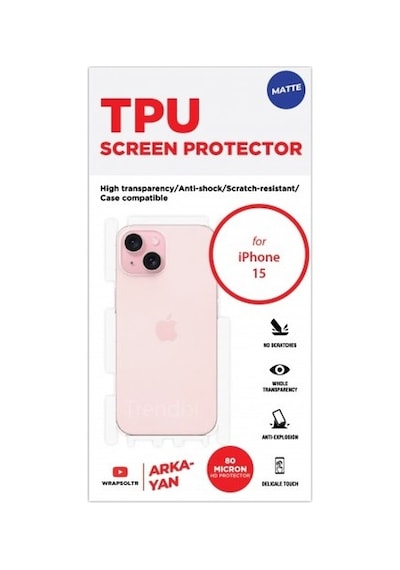 Apple iPhone 15 Uyumlu Mat Arka Ve Yan Koruyucu Tpu Film