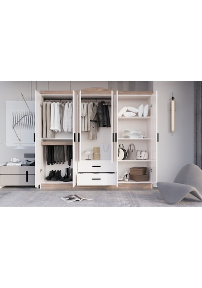 Bianca 6 Kapılı 2 Çekmeceli Gardrop Geniş Dolap & Elbise Dolabı Atlantik Çam & Beyaz Atlantik Çam - Beyaz Bianca 6 Kapılı 2 Çekmeceli Gardrop Geniş Dolap & Elbise Dolabı Atlantik Çam & Beyaz Atlantik Çam - Beyaz