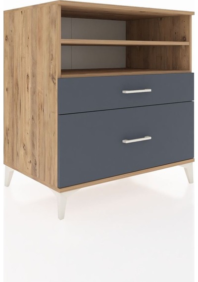 Kronos Şifonyer 2 Raflı 2 Çekmeceli 88x59x96 Çam-antrasit Atlas Çam