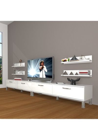 Decoraktiv Eko 360r Slm Krom Ayaklı Tv Ünitesi Tv Sehpası Parlak Beyaz Decoraktiv Eko 360r Slm Krom Ayaklı Tv Ünitesi Tv Sehpası Parlak Beyaz