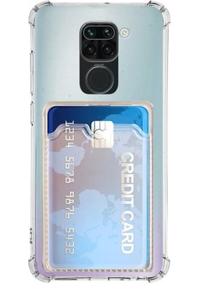 Kvy Xiaomi Redmi Note 9 Kamera Korumalı Kartlıklı Setra Şeffaf Silikon Kılıf