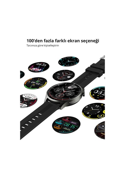 Aukey SW-2P-GY Smart Watch 3.7 Cm Lcd Ekran Ip67 Akıllı Saat (Distribütör Garantili)