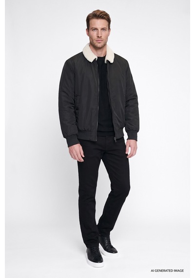 Wrangler Regular Fit Gömlek Yaka Cepli Erkek Bomber Ceket W2620029001 Siyah