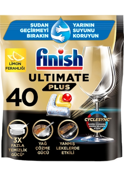 Finish Ultimate Plus Limon 40 Tablet 488 G 3 Adet