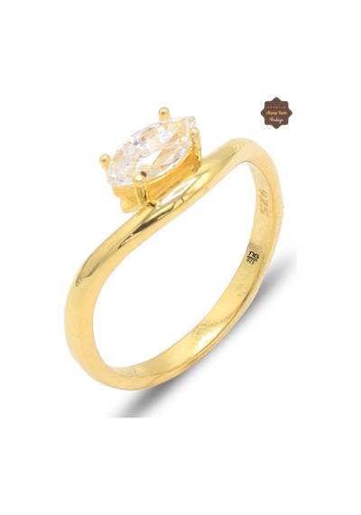 Mekik Model Mozanit Taşlı Gold Kaplama 925 Ayar Gümüş Kadın Yüzük 201025888