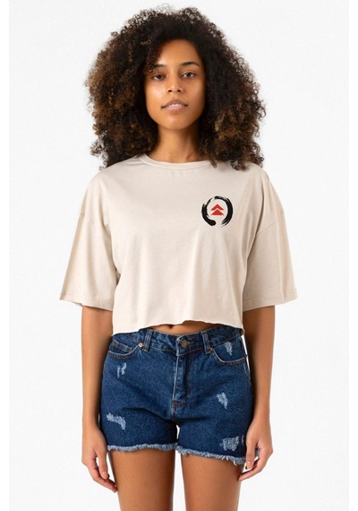 Ghost Of Tsushima Logo Bej Kadın Crop Tshirt Bej