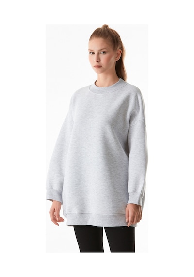 Fullamoda Basic Bisiklet Yaka Oversize Sweatshirt 25kgb4430207547-gri Gri