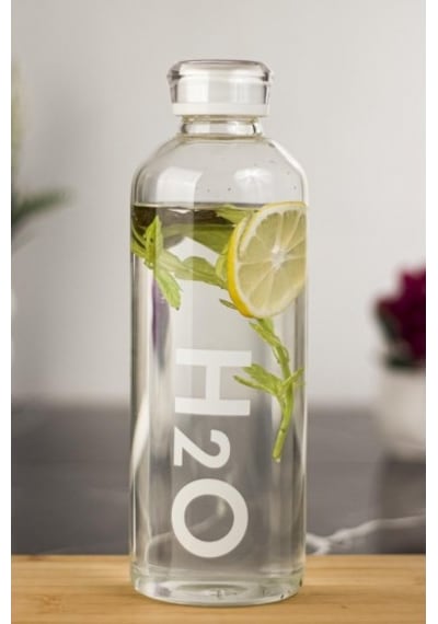 H2o Borosilikat Cam Matara Vakum Kapaklı Su Şişesi Suluk Beyaz 1000 Ml 1