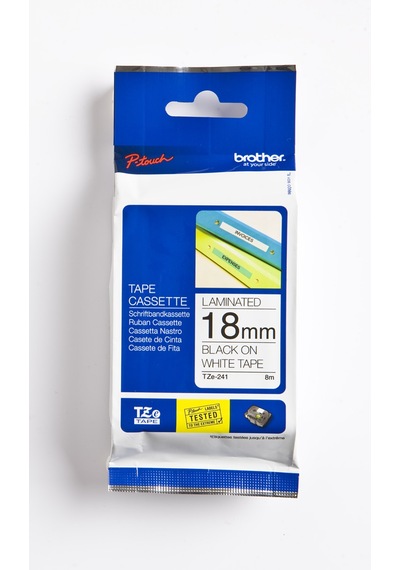 Brother P-Touch Tze-241 Tze-Tape 18 Mm Beyaz Üzerine Siyah Lamina