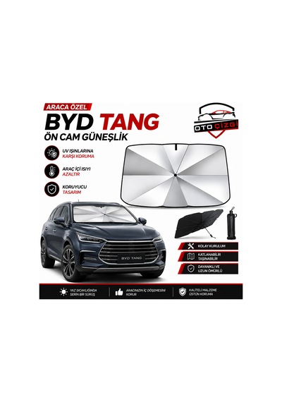 Byd Tang Şemsiye Tip Ön Cam Güneşliği Katlanabilir Uv Korumalı Araç Cam Güneşlik