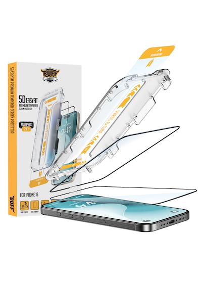 Buff Apple Uyumlu   iPhone 16 5d Easyfit 2 Adet Ekran Koruyucu