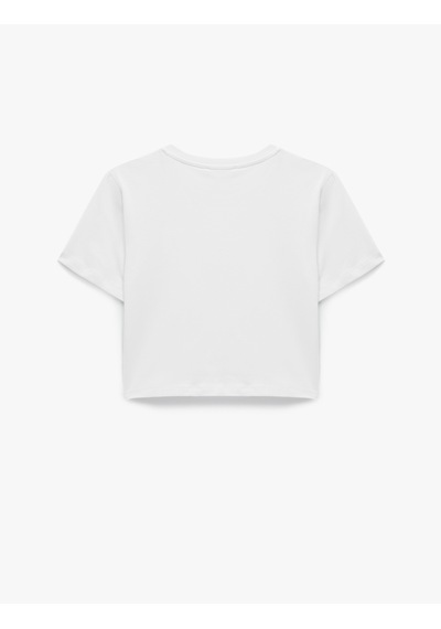 Koton Pamuklu Slim Fit Kısa Kollu Bisiklet Yaka Tişört Beyaz 6wak50115ek Beyaz