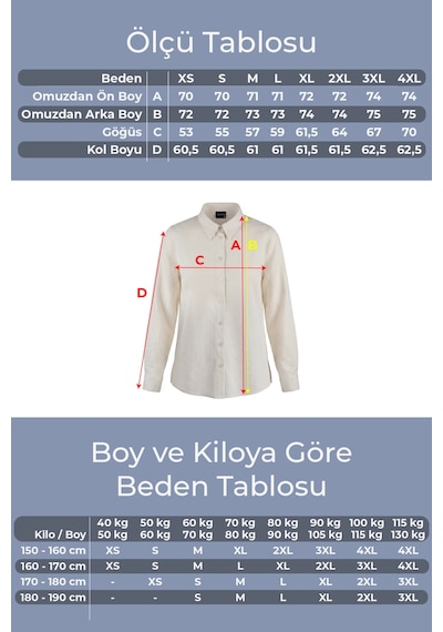 Goffra Kadın Gia %100 Doğal Keten Gömlek - Klasik Yaka Basic Minimalist Tasarım- Ekru W207-k0401-01