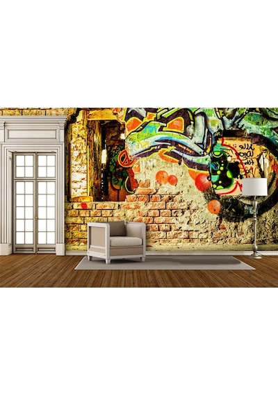 Graffity Renkli Duvar Yazıları Duvar Kağıdı (397456950)