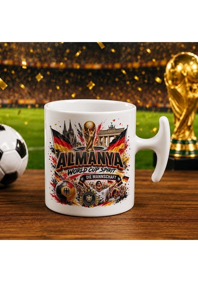 Bk Gift Almanya Taraftar Temalı Dünya Futbol Kupası Tasarımlı Hammer Kupa Bardak Beyaz