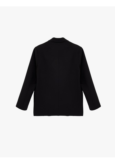 Koton Cep Detaylı Düğmeli Kruvaze Yaka Oversize Blazer Ceket Siyah 6sak50061uw Siyah