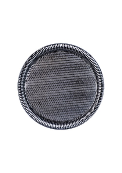 Osmanlı Tarzı Yuvarlak Dövme Metal Servis Tepsisi 30 Cm, 357 G, 5 Renk Seçeneği Antik Siyah