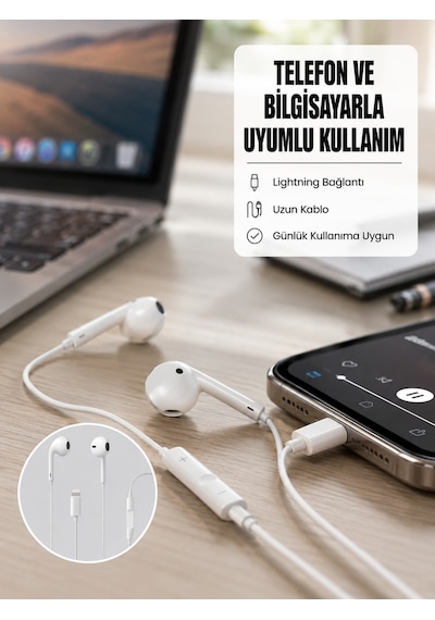 Yüksek Ses Kaliteli Mikrofonlu Kablolu Kulak İçi Kulaklık Yeni Nesil - Lisinya