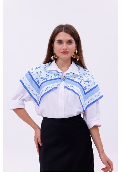 Akdeniz Dalları Model Fular Bandana Şal Estascarf 70x70 Cm Renkli