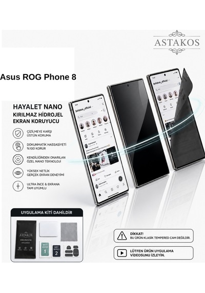 Asus Rog Phone 8 Uyumlu Hayalet Nano Kırılmaz Hidrojel Ekran Tpu Film Astakos