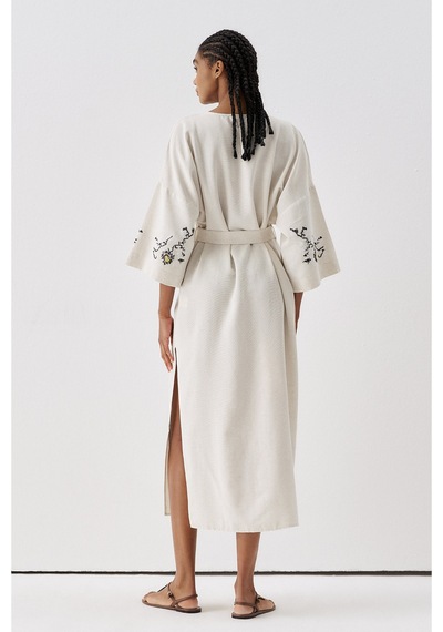 Sagaza Studio Ss6186 Keten Bağlamalı Kimono Siyah