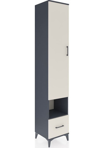 Hyperion Dolap 6 Raflı Tek Çekmeceli Tek Kapaklı 44x44x243 Antrasit-aytaşı Antrasit