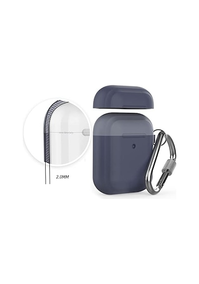 Airpods 1 2 Nesil Uyumlu Silikon Kılıf Mat Yumuşak Doku, Darbe Emici, Karabinalı Kemer Klipsi, Kablosuz Şarj Diğer