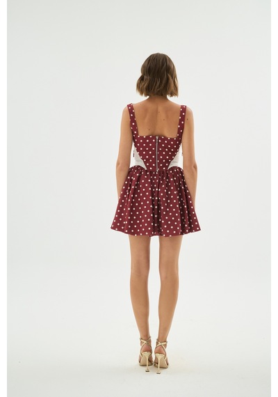 Sagaza Studio Ss6077 Pileli Mini Etek Bordo