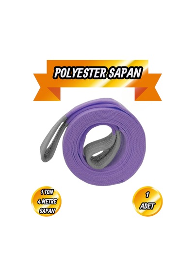 Polyester Sapan Mor Renk 1 Ton 4 Metre Sağlam Yük Kaldırma Taşıma İndirme Halat Spanzet