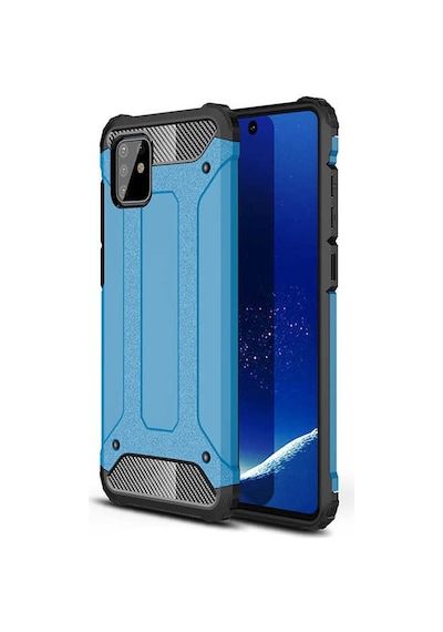 Noktaks - Samsung Galaxy Uyumlu A81 Note 10 Lite - Kılıf Çift Katman Zırh Tank Crash Military Kapak - Mavi