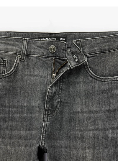 Koton Pamuklu Normal Bel Straight Fit Mark Siyah Erkek Jean Pantolon 7wam40033nd