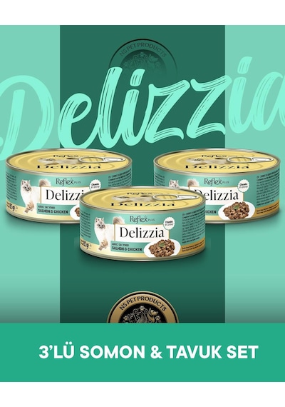 Reflex Plus Delizzia Yetişkin Somonlu-tavuklu Gravy Kedi Maması 3x85 Gram