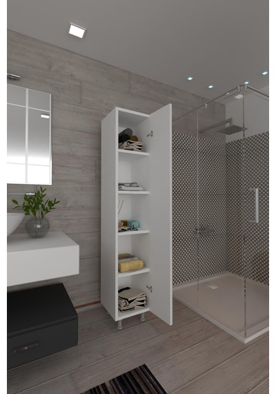 Mimoza 5 Raflı Çok Amaçlıkiler Dolabı Banyo Dolabı Beyaz Raflı